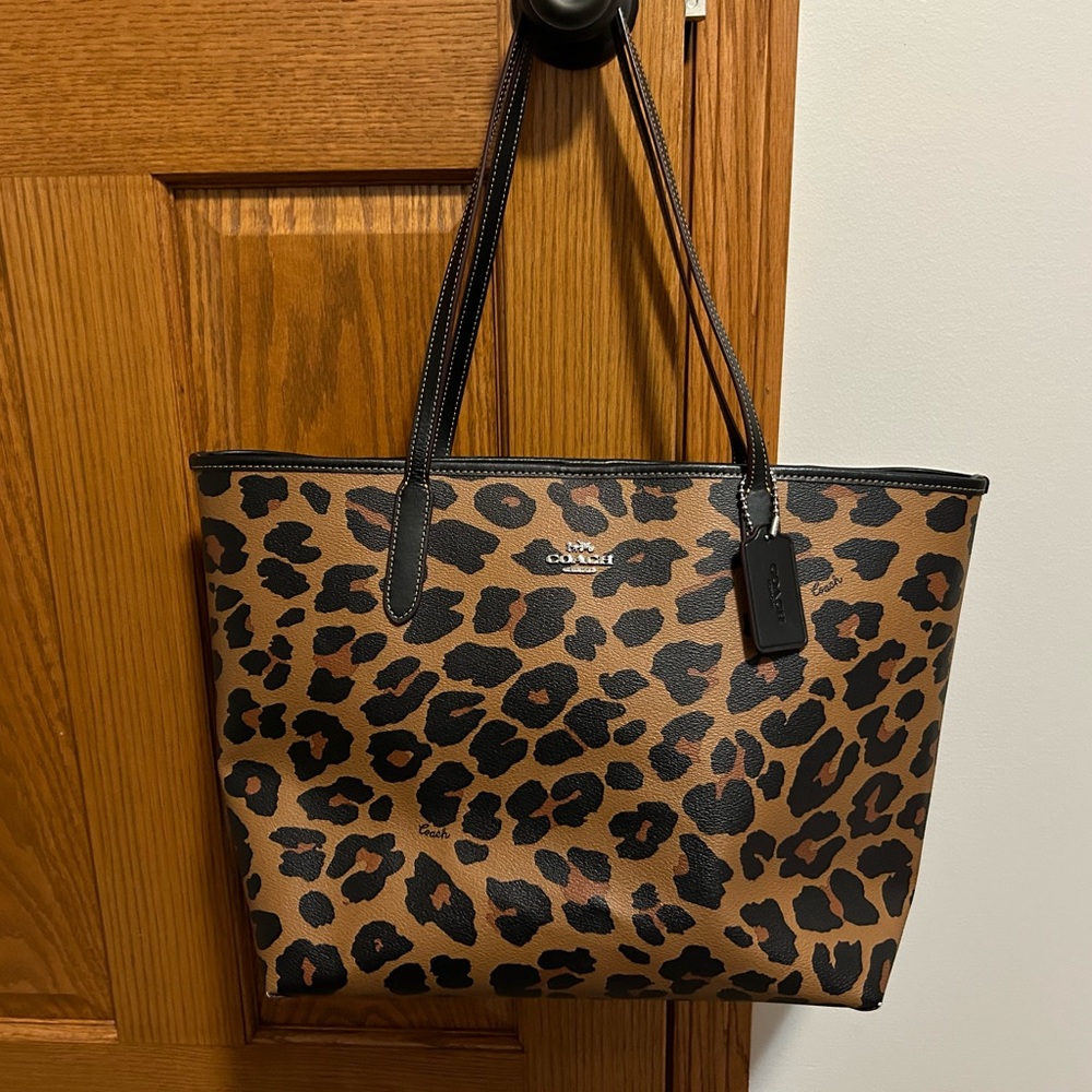 Large leopard print Coach tote and wallet! Used only a handful of times!